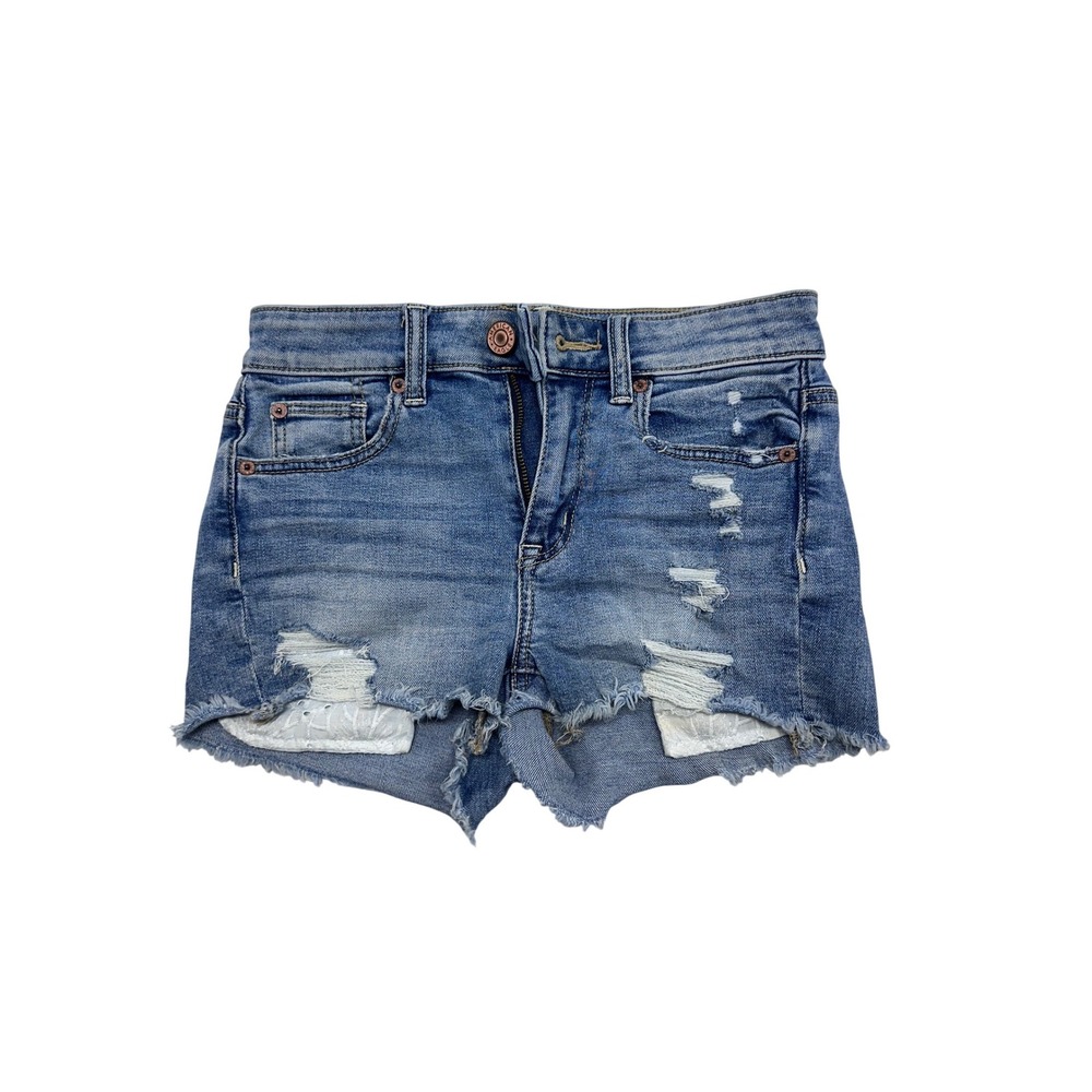 American Eagle‎ Outfitters Womens Denim Shorts Distressed Frayed Cutoff Size 0